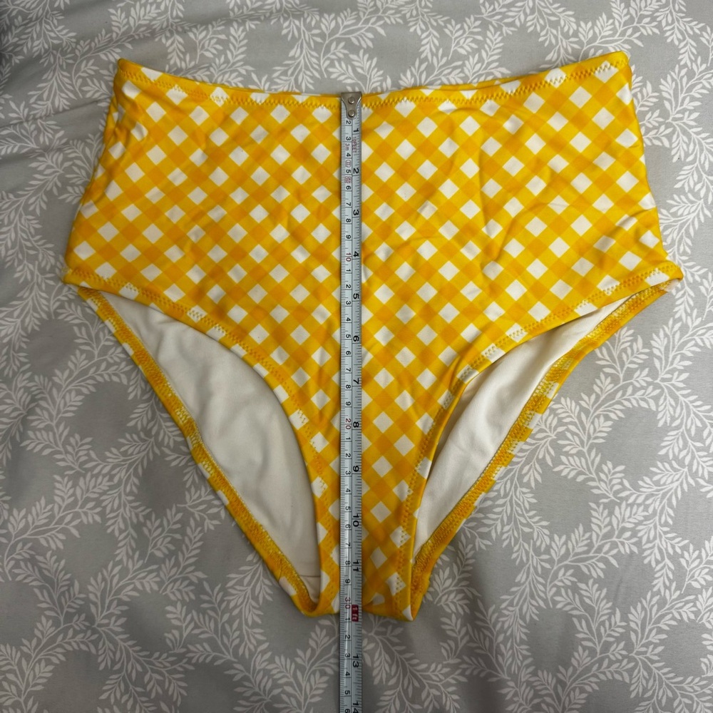 High Waist Gingham Yellow Swim Bottom - Picture 8 of 10